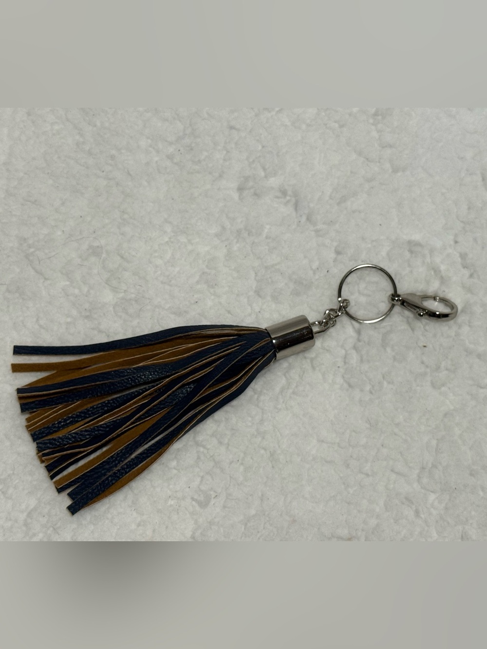 Dooney & Bourke Leather Tassel Keychain - Navy & Brown